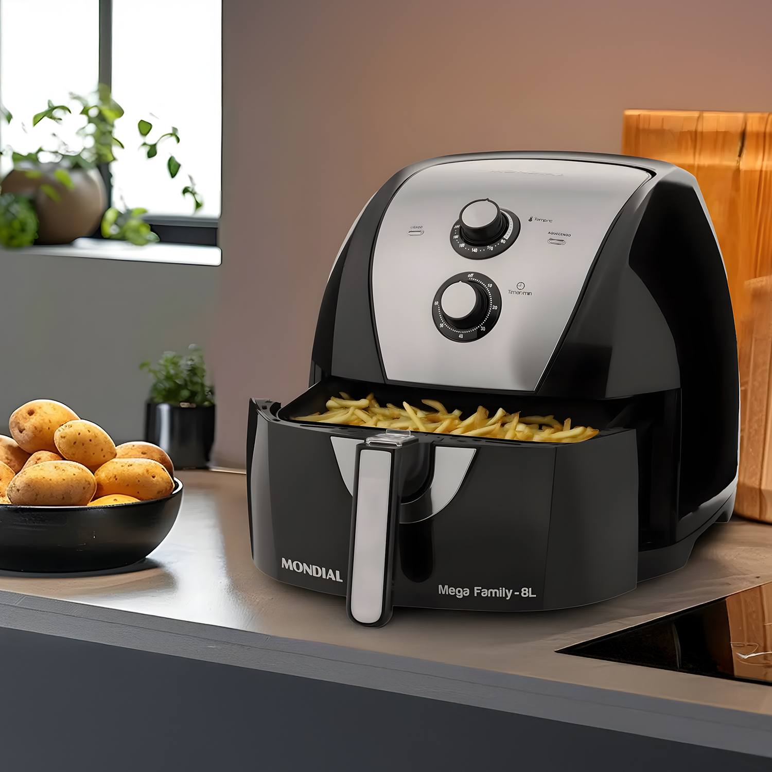 Fritadeira Eletrica Air Fryer Mondial AFN‑80‑BI 8L 1900W Fritadeira Eletrica Air Fryer Mondial AFN‑80‑BI 8L 1900W